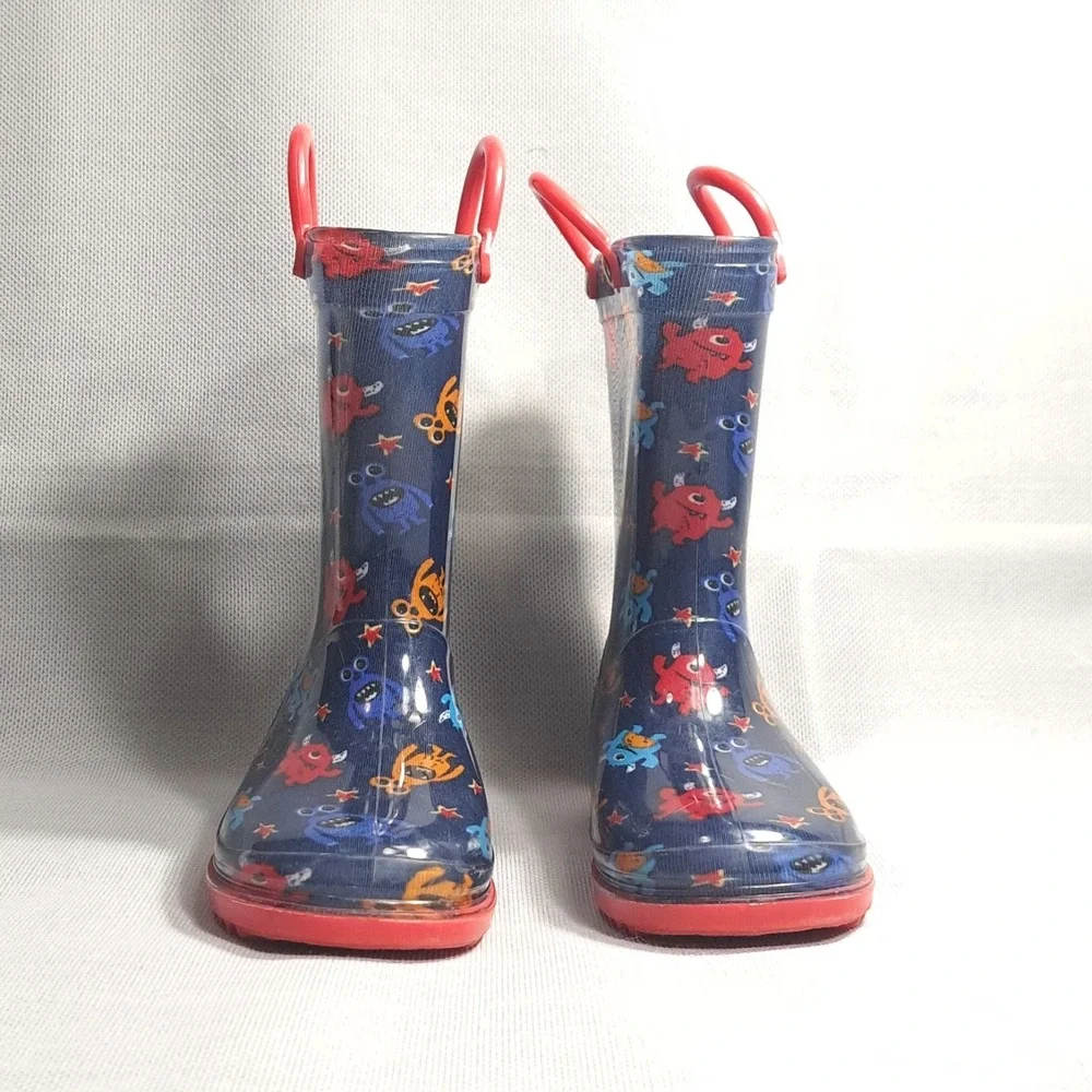 Magellan Outdoors Rain Boots Size 9 Monsters‎ Toddler Boys Navy Blue Waterproof